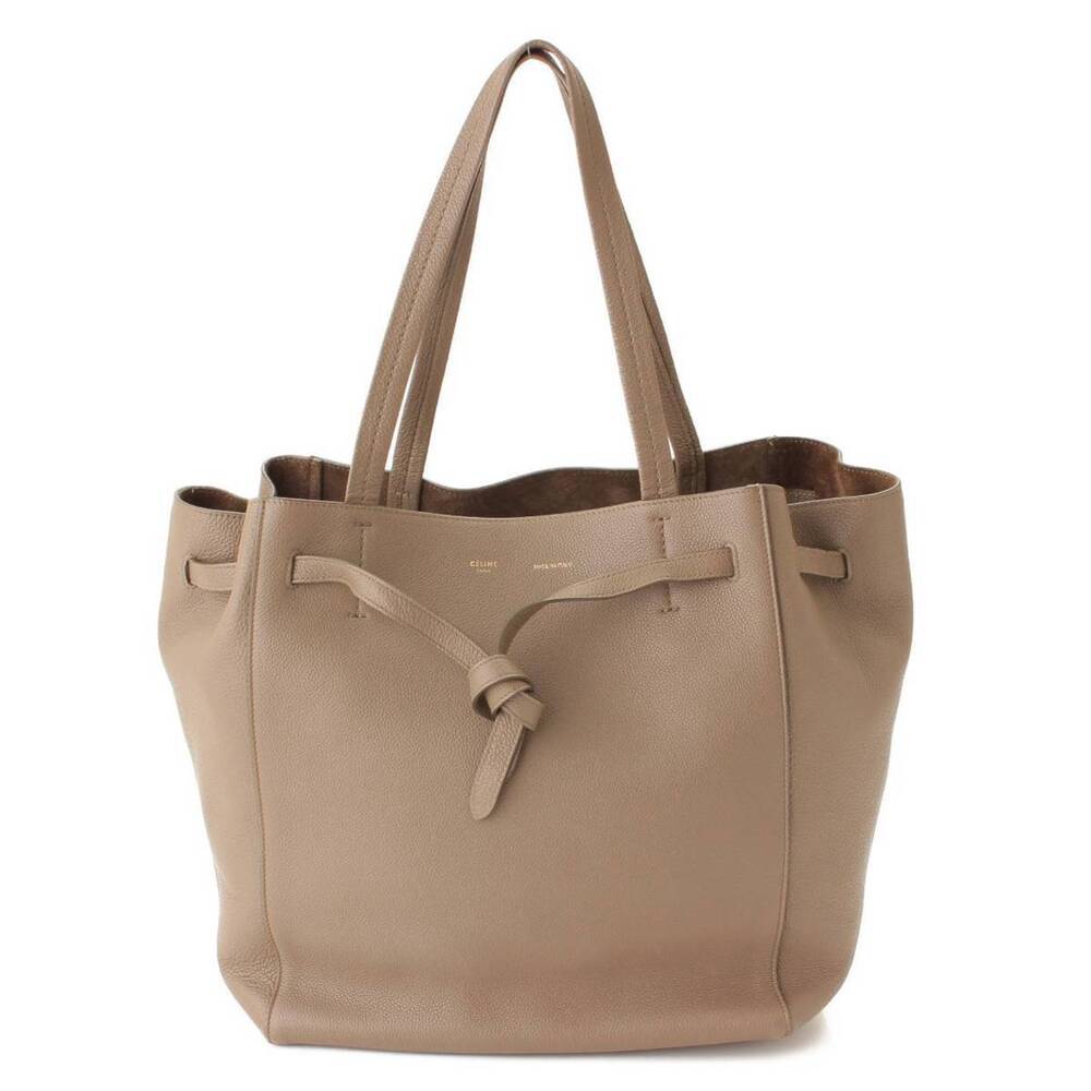 Celine Cabas Phantom Leather Tote Bag Greige Gray